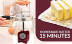 Butter Churner Set – Includes Glass Dish with Lid, Cheesecloth, Wooden Paddles & Knife Spreader – Butter Churn - Make Homemade Butter Fast & Easy