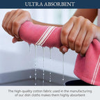 LANE LINEN Kitchen Towels Set - 100% Pure Cotton Dish Towels for Kitchen, Super Absorbent Kitchen Hand Towel, Tea Towels, Soft & Durable Dish Cloths, Pack of 12 – 14”x25”, Red