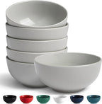 KooK Soup Bowls, Cereal Bowl, Ceramic, Bowls for Kitchen, Microwave, Dishwasher and Freezer Safe, Porcelain Dishes for Pasta, Salad, Oatmeal, Deep Interior, 20 oz, Set of 6, (Powder Grey)