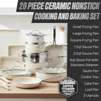 GOTHAM STEEL 20 Pc Ceramic Cookware Set Nonstick, Ceramic Pots and Pans Set Non Stick for Kitchen with Bakeware, Cooking Utensils & Steamer, Non Toxic PFOA PFOS Free, Oven & Dishwasher Safe