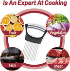 3 Pieces Onion Holder for Slicing, Stainless Steel Onion Cutter for Slicing, Potato Lemon Slicer Tomato Slicers Kitchen Comb for Onions, Tomatoes, Avocados, Eggs, Lemon, Potatos (Black)