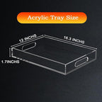 Acrylic Organizer Tray with Handle - Large Lucite Tray for Bench, Coffee Table, Countertop, Kitchen, Bathroom, Living Room, Powder Room