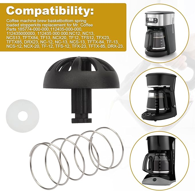 Fits for Mr Coffee Replacement Basket Hamilton Beach Coffee Maker Parts,2-Pack Coffee Machine Brew Basket Bottom Spring Loaded Stopper Kits 990117900 990237500 185774-000-000 112435-000-000