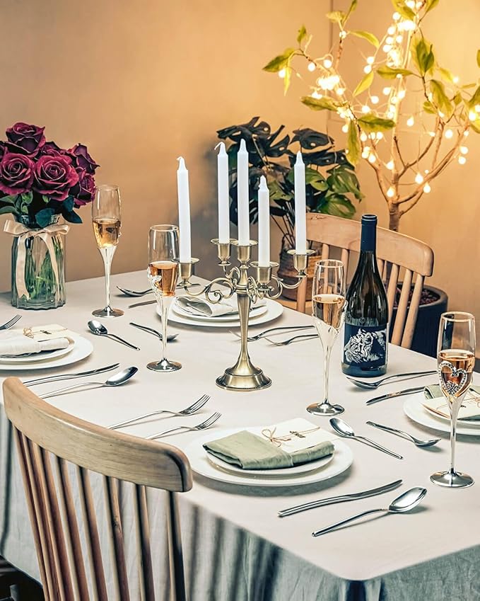 Lemeya 20-Piece Silverware Set for 4,Modern 18/10 Stainless Steel Flatware Set,Luxury Cutlery Set,Unique Utensils Set for Restaurant,Spoons and Forks Set,Mirror Polished,Dishwasher Safe