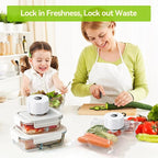 3-in-1 Electric Mason Jar Vacuum Sealer Kit for Mason Jars, Food Savers & Containers | Food Preservation System for Kitchen | Ideal for Canning Jams, Pickles, Dry Foods, Grains & Leftovers (White)