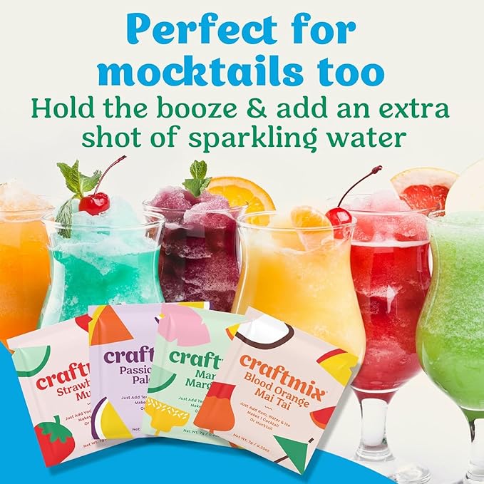 Craftmix Variety Pack, Makes 24 Drinks, Skinny Cocktail Mixers, Mocktails Non-Alcoholic Drinks - Made With Real Fruit - Vegan Low-Carb, Low-Sugar, Non-GMO, Dairy Free, Gluten Free, Easy to Mix