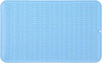 Silicone Dish Drying Mat for Multiple Usage,Easy clean,Eco-friendly,Heat-resistant Silicone Mat for Kitchen Counter or Sink,Refrigerator or Drawer Liner Light Blue 4XL 32 inches x 18 inches