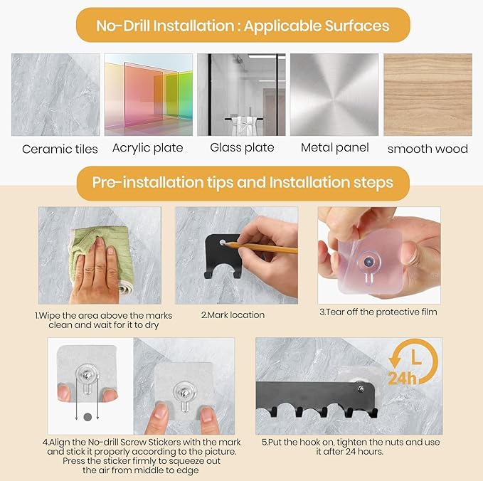 2 Packs 14 Key Hook Holder Wall Mount, No Drill Practical Key Rack, Kitchen Utensil Holder, Coat Hooks Wall Mount Coat Rack Hooks for Living Room, Kitchen, Office, Bathroom, Black