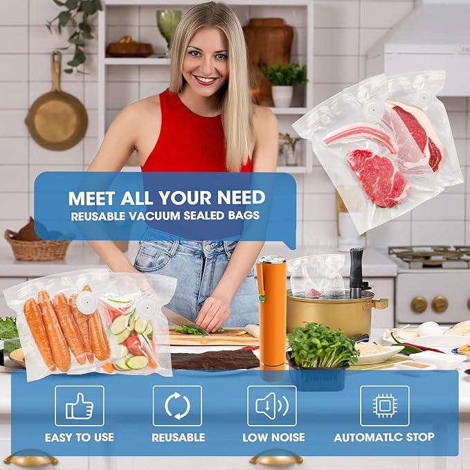 Vacuum Sealer Machine, Portable Handheld Vacuum Sealer with 40PCS Reusable Zipper Vacuum Bags (Vacuum Sealers+ 20 large+20 small vacuum seal bags)