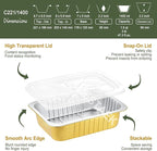 9"x 6.5" Sturdy Aluminum Foil Pans with Lids (50 Packs), 2X Thicker Heavy Duty for Oven Stove Grill Microwavable Cooking, Baking, Reusable Dishwasherable Disposable Foil Pan, 47oz