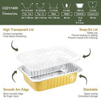 9"x 6.5" Sturdy Aluminum Foil Pans with Lids (5 Pack), 2X Thicker Heavy Duty for Oven Stove Grill Microwavable Cooking, Baking, Reusable Dishwasherable Disposable Pot, Container 47oz