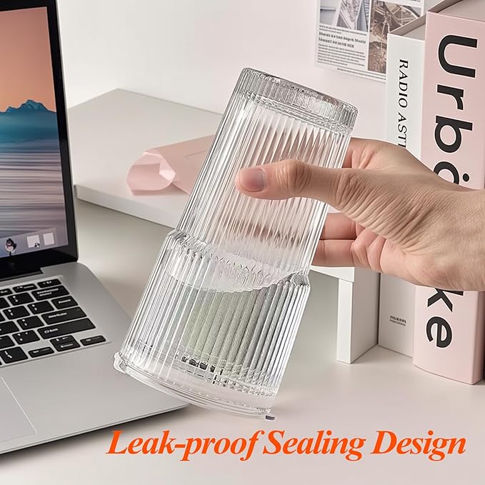 20 oz Ribbed Glass Tumblers with Lids and Straws – Set of 4 Thickened Glassware, Elegant Durable Ribbed Drinking Glasses Bulk for Iced Coffee Cups, Cocktails, Smoothies, Juice, Hot or Cold Beverages