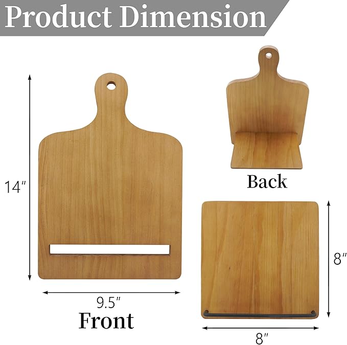 Cookbook Stand Wooden Recipe Book Holder: Wood Cookbook Stand for Kitchen Counter - Adjustable Tablet Cook Book Recipe Stand Thanksgiving Day Christmas Gift for Mother, Grandma, Women