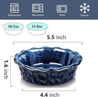 vicrays Ceramic Pie Pan for Baking - 5.5 inch Small Pie Plates Deep Dish Round Pot Casserole Mini Serving Bowl, Microwave Oven Safe for Dessert Apple Pie Cake Tart Pizza, Set of 6 - Blue