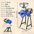 VEVOR Electric Grain Mill Grinder, 3000W Spice Grinders, Commercial Corn Mill with Funnel, Thickness Adjustable Powder Machine, Heavy Duty Feed Flour Cereal Mill Wheat Grinders, Dry Grinder