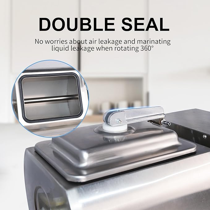 CLIVIA Vacuum Tumbler Marinator, 18L Meat Tumbler Marinator Machine, Three-Speed Automatic Bidirectional Rotation, Stainless Steel Marinating Curing Meat Tenderizer for Chicken Steak Burger Shop