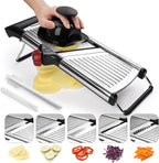 X Home Adjustable Mandoline Slicer for Kitchen, Stainless Steel Food Slicer, Vegetable Slicer for Cucumber, Potato, Carrot, Onion, Cleaning Brush & Food Pusher Included, Easy to Use & Clean