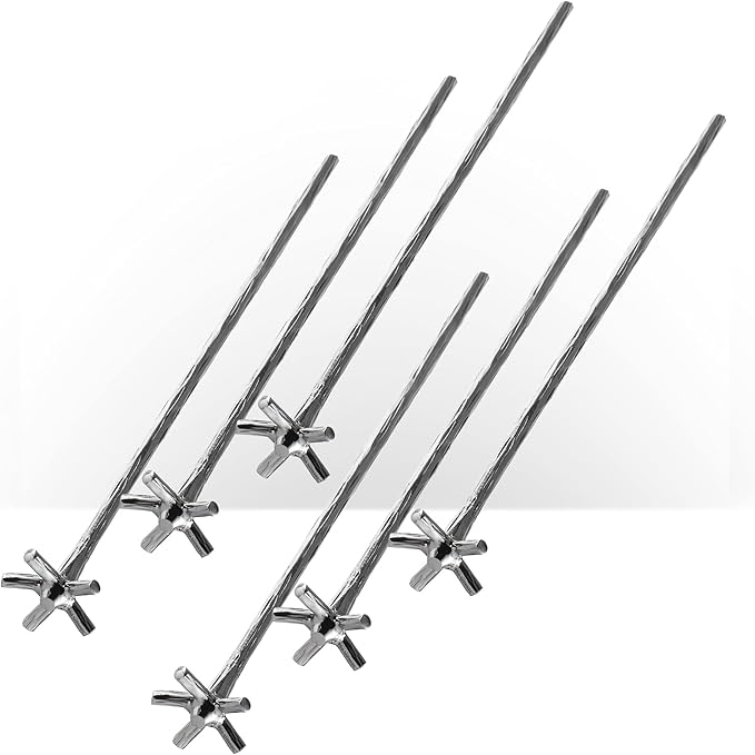 Piña Barware Swizzle Stick Stirrer - Stainless Steel with Handmade Wood-Grain Finish (Narrow Width, 6-Pack/Commercial Bar Pack)