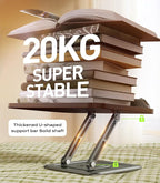 Book Stand for Reading, Adjustable Book Holder with 360°Rotating Bases, Ergonomic Cookbook Stand Recipe Book Holder with Elastic Page Clips for Magazines, Tablets, Laptops