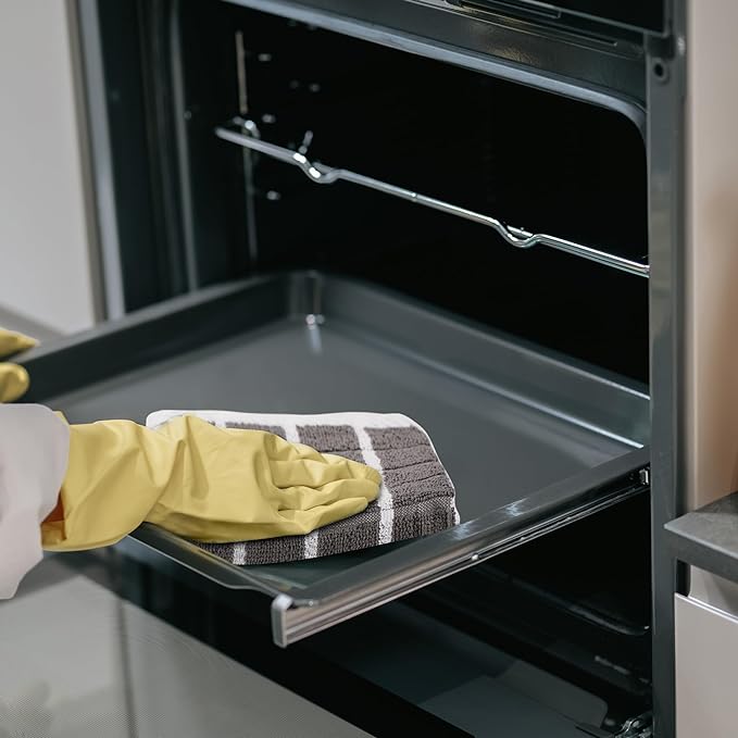 Urban Villa Dish Cloths Terry Cotton Pack of 6, Highly Absorbent Quick Drying Super Soft Premium Dish Towels for Kitchen with Hanging Loop Hand & Tea Towels - 12x12 Inch, (Grey & White, Checks)