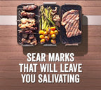 Yukon Glory SEAR 'N SERVE Cast Iron Grill Pan Set - Includes 3 Cast Iron Grilling Baskets & Clip-On Handle - Ideal for Stove Tops or Outdoor Grills