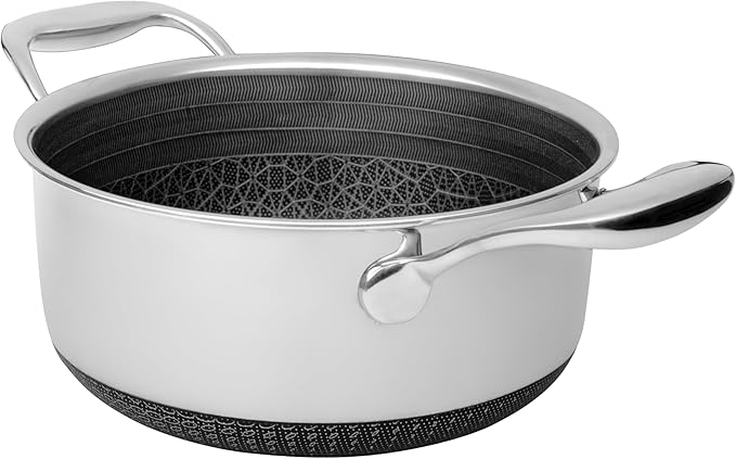 LIVWELL DiamondClad 3-Quart Hybrid Stockpot with Lid – Holiday & Christmas Home and Kitchen Gift – Stainless Steel Cookware Pot – Stockpot with Lid – Dishwasher Safe & PFOA-Free