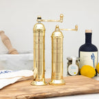The Original Greek Pepper Mill 10 Inch Tall | European Pepper Mill Grinder with Crank Handle | Manual Pepper Grinder | Peppercorns Refillable - Brass