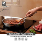 BRA COOKWARE Signature Frying Pan | 10.2 inches Professional Skillet | Stainless Steel Frypan | All Stovetop Compatible - Full Induction Skillet | PFOA Free | w/o Non-Stick Coating | Polished Finish