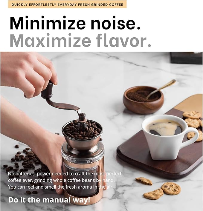 MITBAK Manual Coffee Grinder With Adjustable Settings| Sleek Hand Coffee Bean Burr Mill Great for French Press, Turkish, Espresso & More | Premium Coffee Gadgets are an Excellent For Coffee Lovers