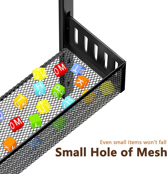 6-Tier Over The Door Pantry Organizer with Mesh Baskets, Adjustable & Stable Hanging Spice Rack for Kitchen, Bathroom, Bedroom, and Baby Essentials Storage (16" W 6-Tiers, Black)