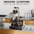 crosson 12 Cup Commercial Coffee Brewer with 4 Warmers & 4 Glass Decanter,Pour Over Drip Coffee Maker with Stainless Steel Housing and 304 SS Funnel