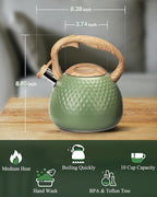 Tea Kettle Stovetops, 2.5 Quart Food Grade Stainless Steel Water kettles for Stove Top Teatop with Anti-hot Ergonomic Handle,Suitable for All Heat Sources