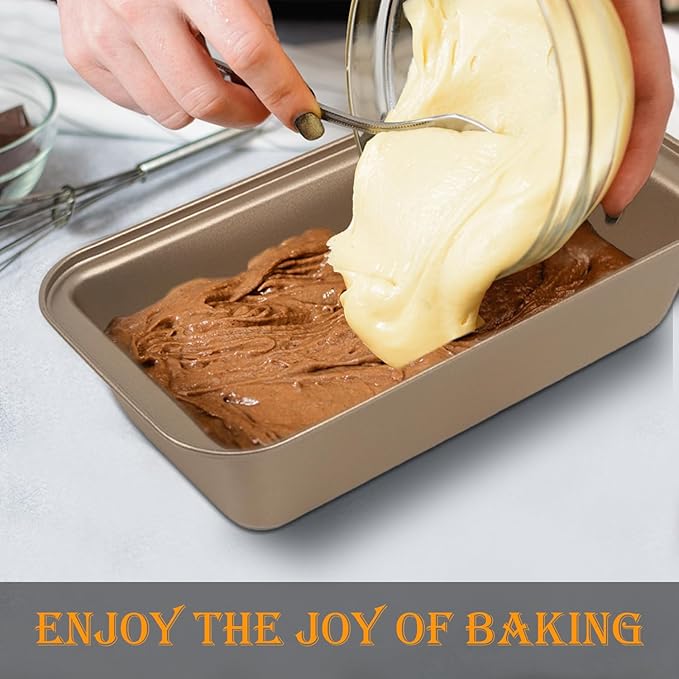 Small Mini Loaf Pans Nonstick Bread Pans Set, 12-Pack, 10x5.1x2.5 in, Thick Carbon Steel, Oven & Air Fryer Safe, Cute Baking Tins, Easy-to-Clean, Durable Bakeware for Mini Bread & Cakes (Gold)