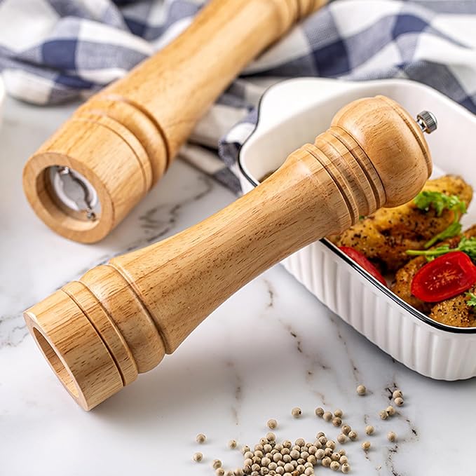 Wooden Pepper Grinder Pepper Mill Kit Manual Mills Solid with Strong Adjustable Ceramic Grinders for Grinding Spices, Cumin, Sesame, Paprika,