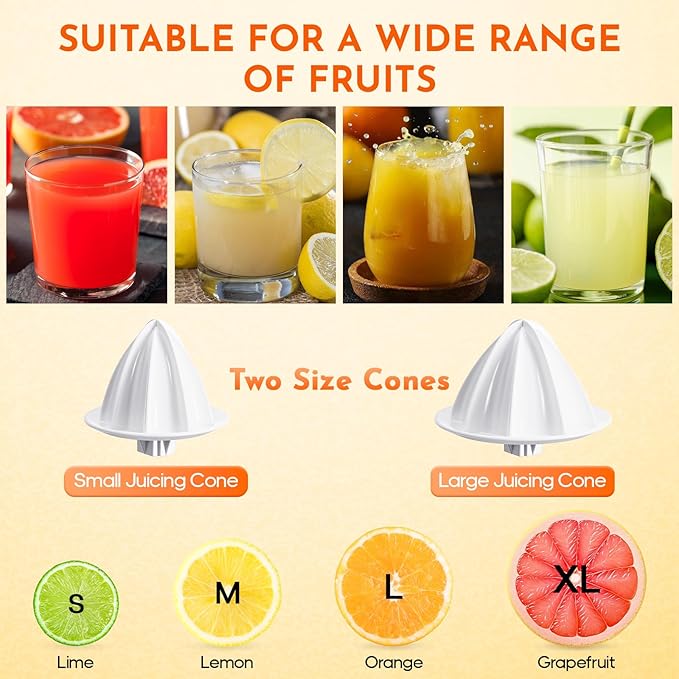 GVODE Juicer Attachment for Kitchenaid Stand Mixer, Citrus Juicer 2 Size Reamer, Lemon Squeezer for Kitchenaid Mixer Attachments, Dishwasher Safe