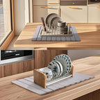 Coolcandy 24x16" Large Stone Dish Drying Mat, Quick Drying Mat Kitchen Counter, Foldable Kitchen Drying Mat, Diatomaceous Earth Stone Drying Mat, Collapsible Dish Mat Kitchen Mat For Drying