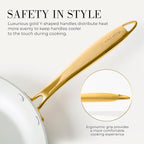 White and Gold Pots and Pans 15 PC Set - Premium Heavy Gauge Nonstick, Non Toxic, PFOA Free, Oven and Dishwasher Safe, Induction Compatible Cookware Set - Gold Kitchen Accessories