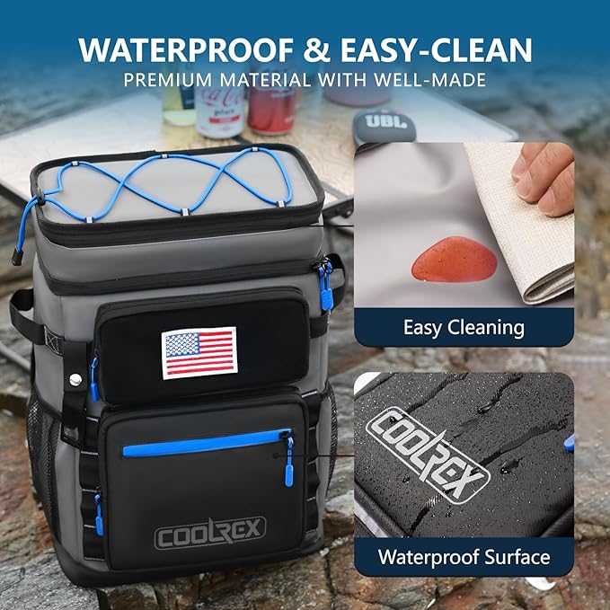 Large Backpack Cooler 36 Can Cooler Backpack with 2 Insulated Compartments Leak Proof Waterproof Travel Backpack, Camping Beach Picnic Lunch Thermal Bag for Women and Men