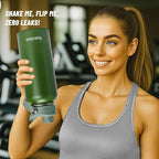 32oz Water Bottle with Comfort Grip Handle, Gym Water Bottle, Insulated Steel Water Bottle with Wide Mouth, No Straw