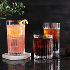 Premium VertiLine 13.5oz Highball Glasses, 6pc Tall Glass Sets. Lead-Free Crystal Drinking Glasses. Water Glasses, Mojito Glass Cups, and Mixed Drink Cocktail Glass Set. (Tall glasses)