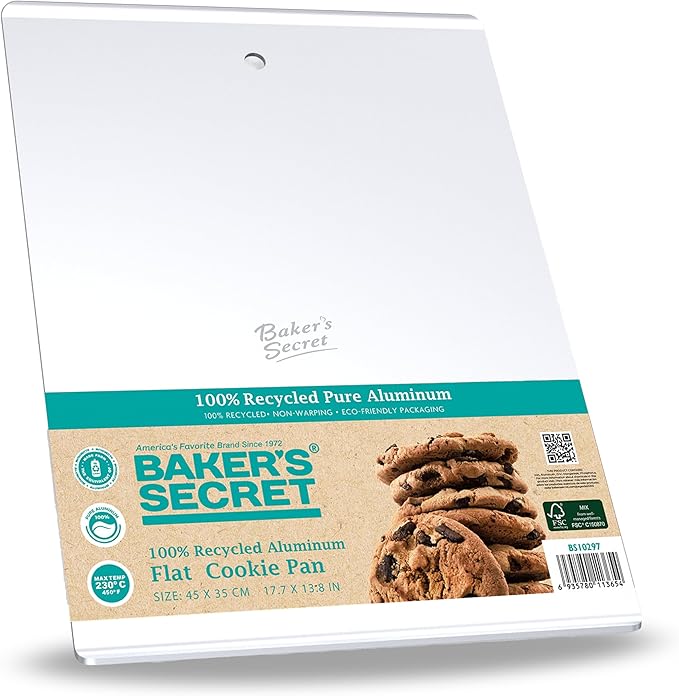 Commercial Quality Baking Sheet Pan Set, Pure Aluminum, Wrap Resistant, Large Flat Cookie Sheet 18" x 14", 100% Recycled Flat Baking Sheet Commercial Grade - The Natural Aluminum Collection