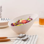 Salad Bowls, 4 Packs Serving Bowl, Compostable 33 Ounce Pasta Bowls, Elegant White Angled Bowl for Salad, Pasta, Soup, Prep, Ideal for Home and Restaurant