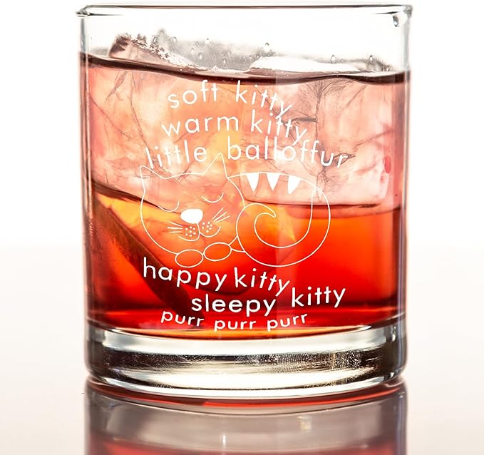kunlisa Funny Cat Gifts Whiskey Glasses, Funny Cat Mom Dad Loves Owners Gifts for Women Men, 10 oz Drinking Rocks Glasses for Women Men Whisky Cocktail Scotch Bourbon Liquor