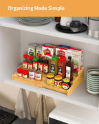Spice Rack Organizer, 3 Tier Expandable Bamboo Spice Rack Organizer, Great for Kitchen Cabinet, Cupboard, Pantry and More-Bamboo(2pack)