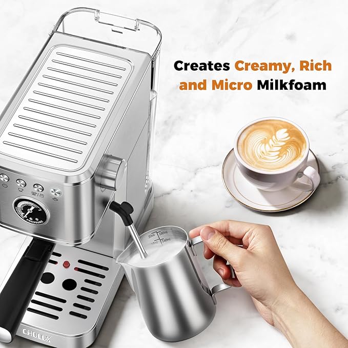 CHULUX Elite Espresso Machine 20 Bar, Hot and Ice Espresso Maker with Steam Wand for Americano, Latte, Cappuccino