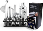 Cocktail Shaker Set with Stand, 22-Piece Bartender Kit with 17 Recipe, Stainless Steel Bar Accessories for Drink Mixing, Bar, Home, Lounge, Party, Newbie Friendly, Gift Set