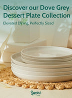 Porcelain Dessert Plates 7.4 Inch Set of 6 - Dove Gray Salad Plates, Dishwasher Microwave Safe, Smooth Glaze