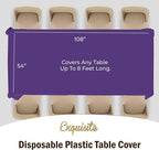 Exquisite Party Solids 12-Pack Premium Plastic Tablecloth 54in. x 108in. Rectangle Table Cover - Purple