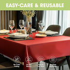 Pureegg Rectangle Table Cloth 60" x 84" – Durable Polyester Tablecloth Offers Reusable & Washable Protection, Ideal for Outdoor Party, Picnic, Wedding, Banquet and Birthday, Red