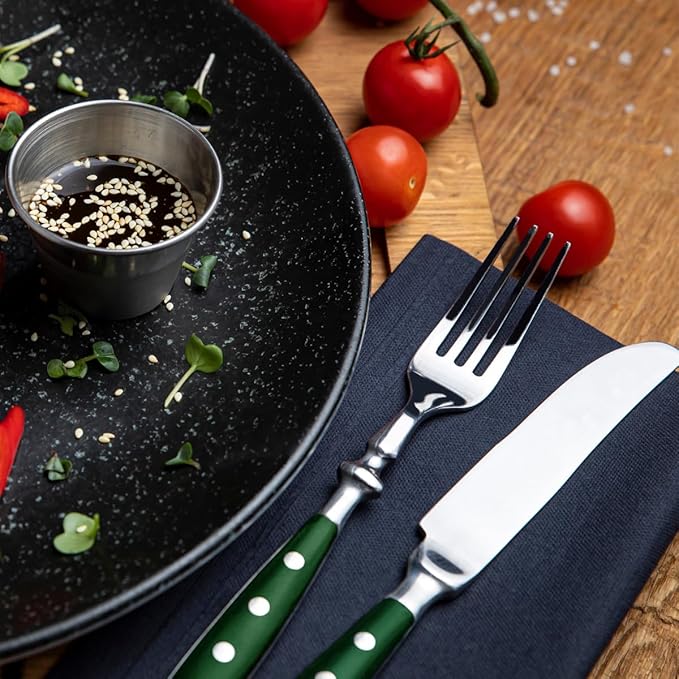 24-Piece 18/0 Stainless Steel Silverware set,Vintage Flatware set with Bakelite Handle,service for 4,Cutlery set (Green)